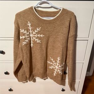 Women's Tan Snowflake Sweater